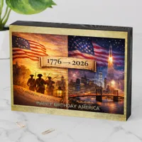 4th of July America 1776 to 2026 USA 250th Party Wooden Box Sign