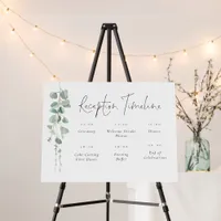 Minimalist Eucalyptus Wedding Reception Timeline Foam Board