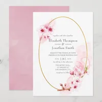 Pink Spring Cherry Blossom Wedding Invitation