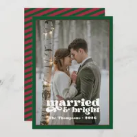 Emerald Green & Ruby Newlyweds Christmas Holiday Card