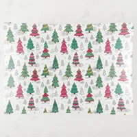 Quirky Whimsical Decorated Christmas Trees Doodles Trinket Tray