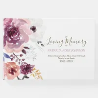 Watercolor Flora Rose Memorial Funeral Remembrance Guest Book