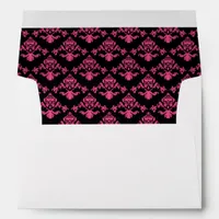 Chic Stylish Hot Pink and Black Damask Envelope