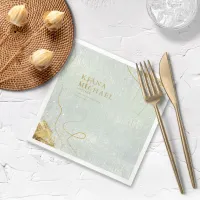 Fine Lines Gold Abstract Wedding V1 Sage ID867 Napkins