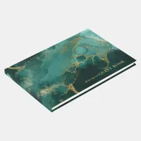 Moody Ink Emerald Gold Abstract ID988 Guest Book