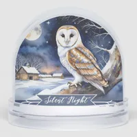 Barn Owl Watercolor Silent Night Snow Globe