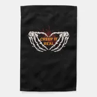 Creep It Real Skeleton Heart Hands Design Garden Flag