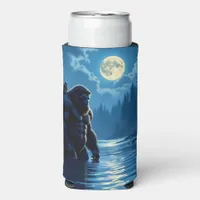 Bigfoot with an Owl on his Shoulder  Seltzer Can Cooler