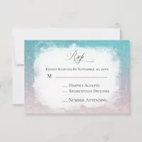 *~* Teal Peach Glitter Beach AR4 Wedding RSVP