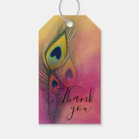 Trendy Stylish Peacock Feathers Thank You Gift Tags