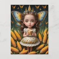 Cute Yellow Corn Butterfly Fairy  Postcard