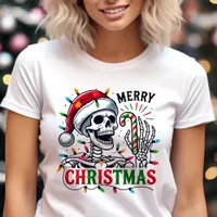 Merry Christmas Skull Holiday Lights Tri-Blend Shirt