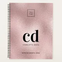 Rose gold pink monogram initial business logo planner