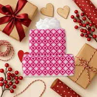 Playful Pink Ribbon Heart Row Wrapping Paper
