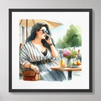 Modern Woman on Her Phone Framed Art