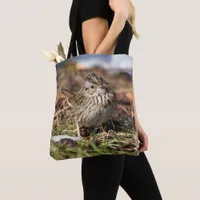 Cute and Spunky Lincoln's Sparrow Tote Bag