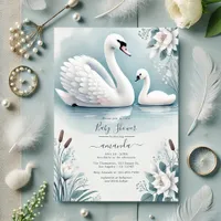 Elegant Swan and Cygnet Baby Shower Invitation