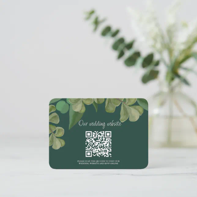 Emerald green Elegant rustic greenery leaves lush Enclosure Card