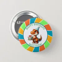 Dinosaur themed Kid's Birthday Party Personalized Button