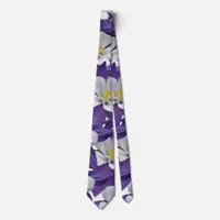 Columbine Flower Pattern Neck Tie
