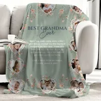 Best Grandma Ever Floral Heart Photos Gift Fleece Blanket