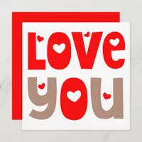 Love You Quote Happy Valentines Day Red White Card