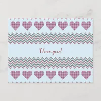 Zigzag Hearts Postcard