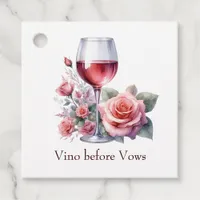 Vino Before Vows Floral Wine Bridal Shower Favor Tags