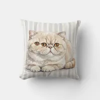 Watercolor Cat Throw Pillow Cover Design