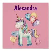 Cute Colorful Watercolor Unicorn Poster