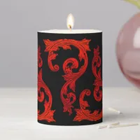 Elegant Goth Design in Blood Red Pillar Candle