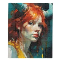 Red Haired Horned Goddess Jigsaw Puzzle