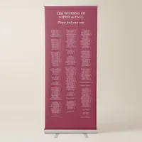 200 Guest Burgundy Alphabetical Seating Chart Retractable Banner