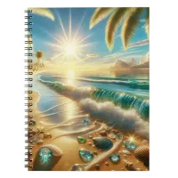 Magical Coastline with Blue Waves and Sea Glass Notebook