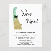 *~* STATE DELAWARE Moving Glitter- New Address Announcement Postcard