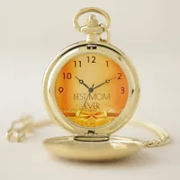 Mother mom gold bow pocket watch