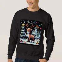 Christmas Reindeer Winter Wonderland Pixel Art Sweatshirt