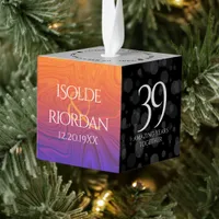 Elegant 39th Agate Wedding Anniversary Cube Ornament