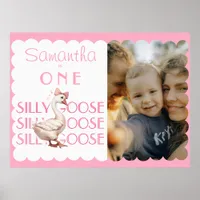 Coquette One Silly Goose Girl 1st Birthday Welcome Poster