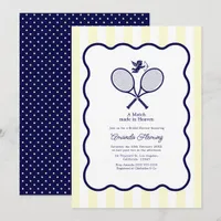 Navy Blue & Cream Preppy Tennis Bridal Shower Invitation