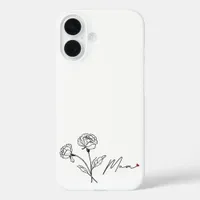 Minimalist Floral Mom Gift With Heart iPhone 16 Case