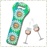 Cute Daisy Flowers Blue White Yellow    Wine Bag