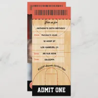 Basketball Birthday Party add photo Ticket Invitation