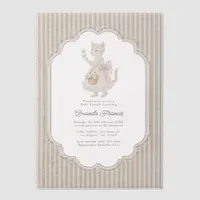 Vintage Nursery Cottagecore Kitten Baby Shower Vellum Invitations
