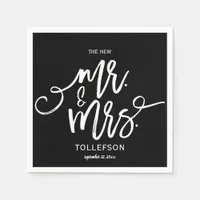 Modern Wedding Napkins | Brush Typography (Black)