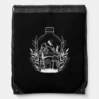 Cottagecore Aesthetic Bottle Mushroom House Fairy  Drawstring Bag