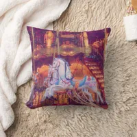 childhood dream - old horse carousel  throw pillow