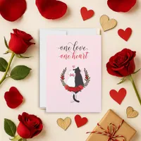 Pink Cat Heart Valentine Holiday Card
