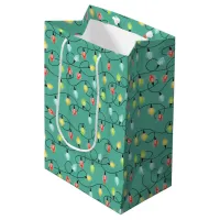 Twinkling Christmas Lights Holiday Pattern Medium Gift Bag