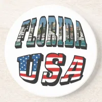 Florida State and USA Flag Text Coaster